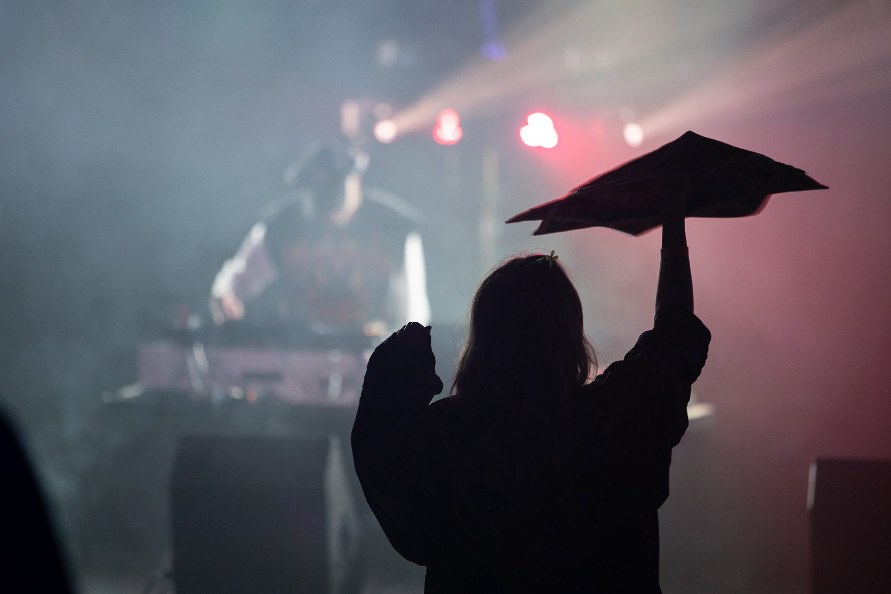 A guest with a parasol at Constellation First Light