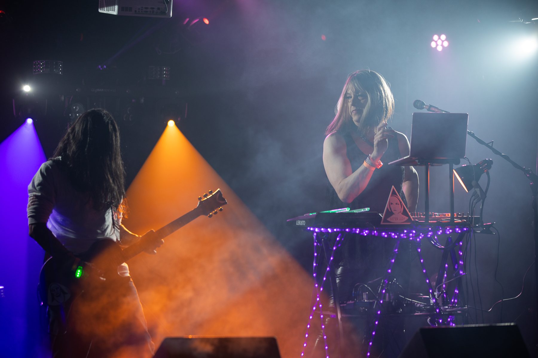 Sister Judy performing a DJ set with live electric guitar at Constellation First Light